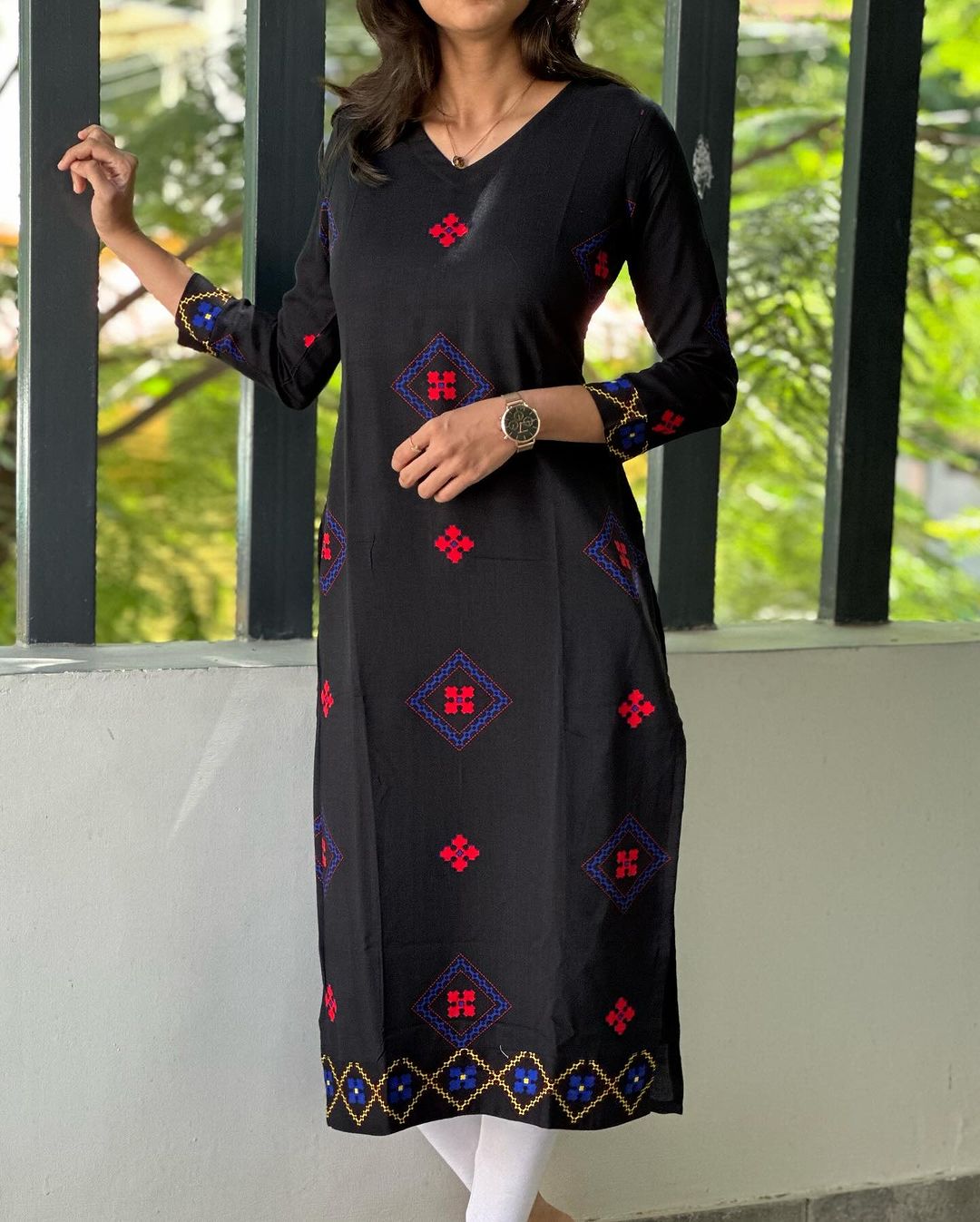 Soft Cotton Kurti in 3/4th Sleeves With border