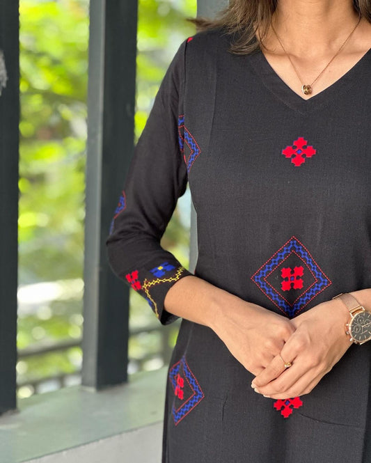 Soft Cotton Kurti in 3/4th Sleeves With border